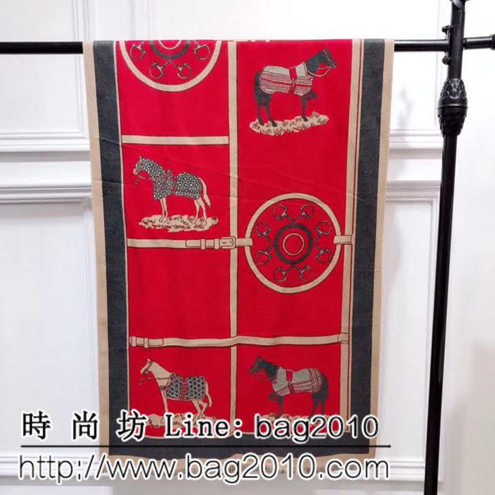 HERMES愛馬仕秋冬新款 H家俊馬圖羊絨拉毛圍巾 LLWJ7222